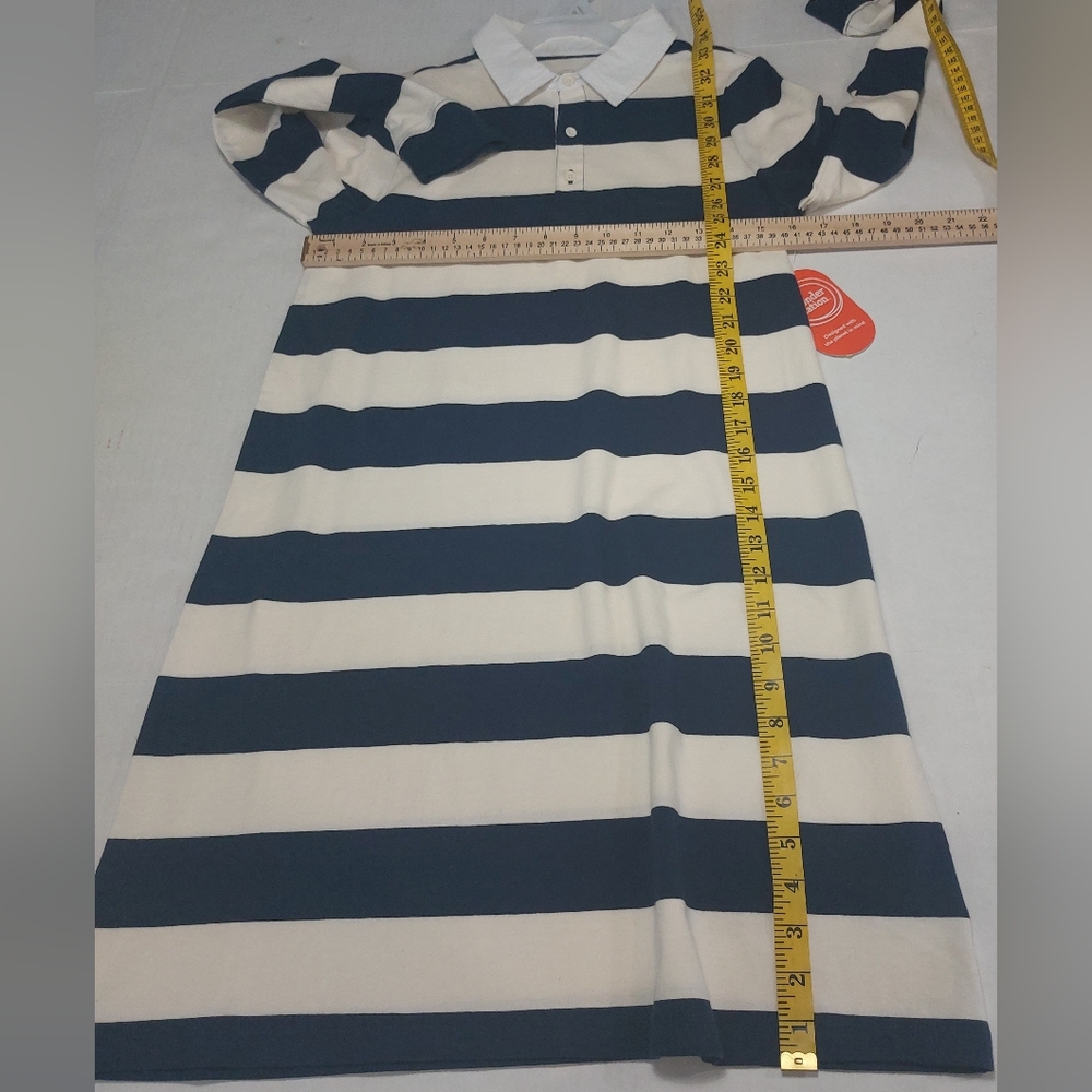 Wonder Nation Girls Navy Blue and White Striped Longsleeve Size XL 14/16 - Picture 5 of 13